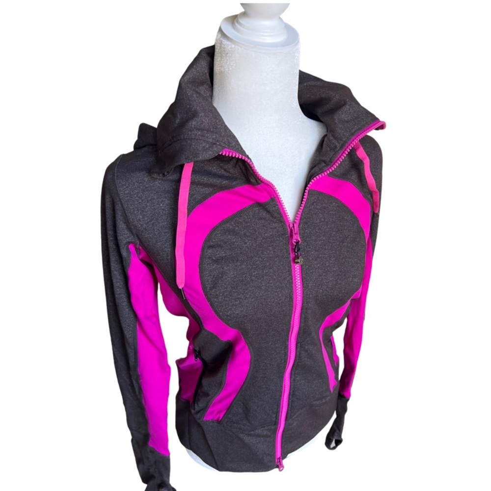 Lululemon Hot Pink and Grey Zip Jacket Size 6